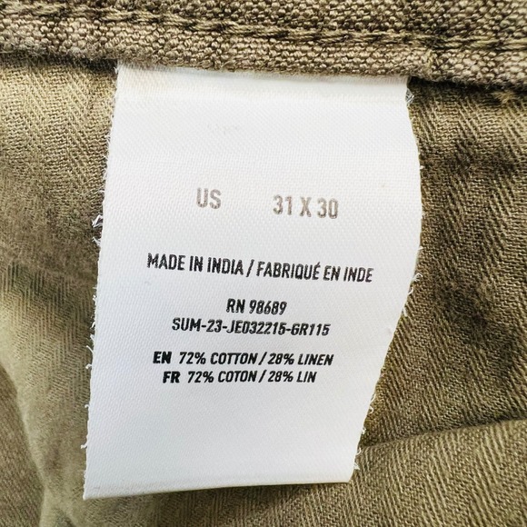 Todd Snyder Slim Fit Linen Blend 5-Pocket Pants Men's 31x30 Olive Lightweight - Picture 9 of 11